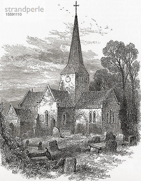 St. Giles' Church  Horsted Keynes  Sussex  England  hier im 19. Jahrhundert. Aus English Pictures  veröffentlicht 1890.