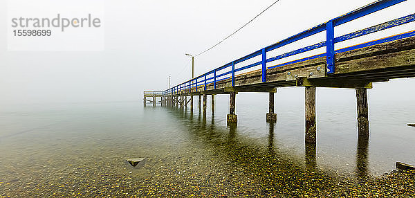 Pier im Nebel am Crescent Beach; Surrey  British Columbia  Kanada