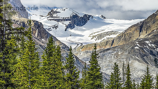 Schneebedeckte Rocky Mountains im Banff National Park entlang des Icefield Parkway; Impromement District No. 9  Alberta  Kanada