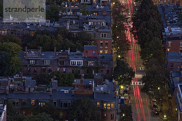 Blick von oben auf eine Stadt  Clarendon Street  Boston  Suffolk County  Massachusetts  USA