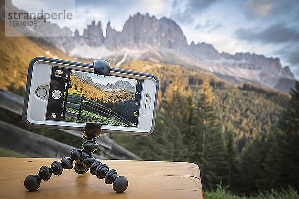 Fotografieren der Rosengarten-Dolomiten bei Sonnenuntergang