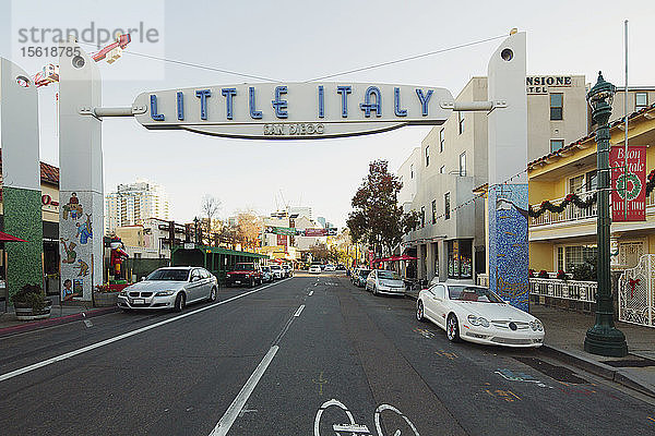 Allgemeine Atmosphäre im Viertel Little Italy in San Diego am 12. Dezember 2015.