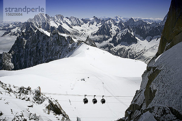 Die Seilbahn  Chamonix  Haute Savoie  Französische Alpen  Frankreich  Europa
