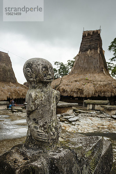 Steinstatue in einem traditionellen Dorf auf der Insel Sumba  Indonesien