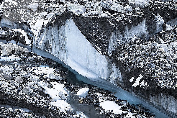 Eisblöcke in Wasserlöchern entlang des Khumbu-Gletschers  der vom Mount Everest herabfließt  Gorak Shep  Solu Khumbu  Nepal