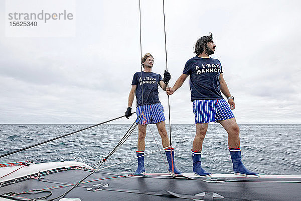 Trainingseinheit vor der Atlantiküberquerung von Lorient in der Bretagne nach Saint-Barthelemy  Französisch-Westindien für Vincent Beauvarlet und Vincent Lantin auf einem 23-Fuß-Mehrrumpfboot (Multi 23 VPLP Design) ï¿½ï¿½ï¿½Ocean Dream Challenges Defi Adventuriumï¿½ï¿½ï¿½.