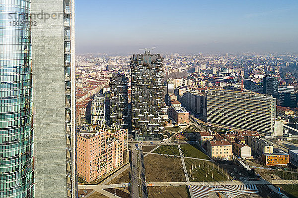 Luftaufnahme eines Geschäftsviertels  Mailand  Lombardei  Italien