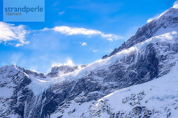 Neuseeland  Südinsel  Panoramablick auf Gletscher