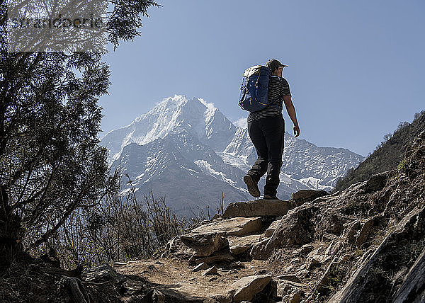 Frauentrekking im Himalaya in der Nähe von Namche Bazaar  Solo Khumbu  Nepal