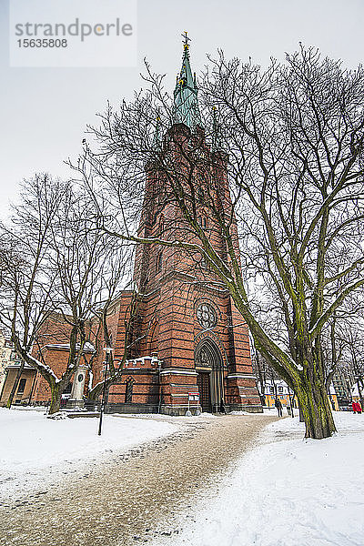 Klara-Kirche im Winter  Stockholm  Schweden