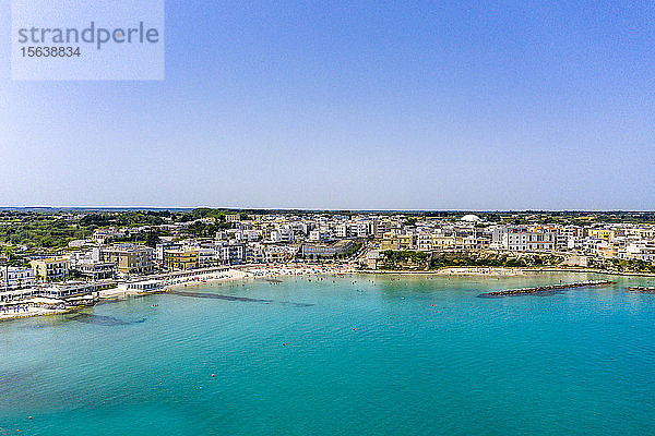Italien  Apulien  Lecce  Luftaufnahme der Küste