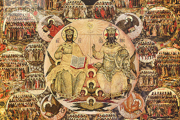 Fresko  Neues Testament  Dreifaltigkeit  Spasski-Kloster; Jaroslawl  Gebiet Jaroslawl  Russland