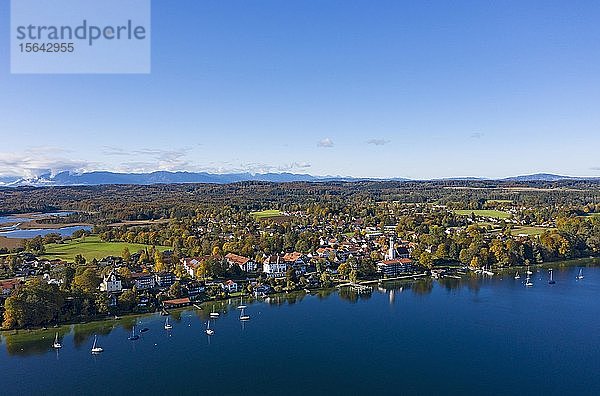 Seeshaupt am Starnberger See  hinter Osterseen  Luftbild  Fünfseenland  Oberbayern  Bayern  Deutschland  Europa