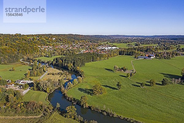 Flusslauf der Loisach bei Eurasburg  Luftbild  Oberbayern  Bayern  Deutschland  Europa