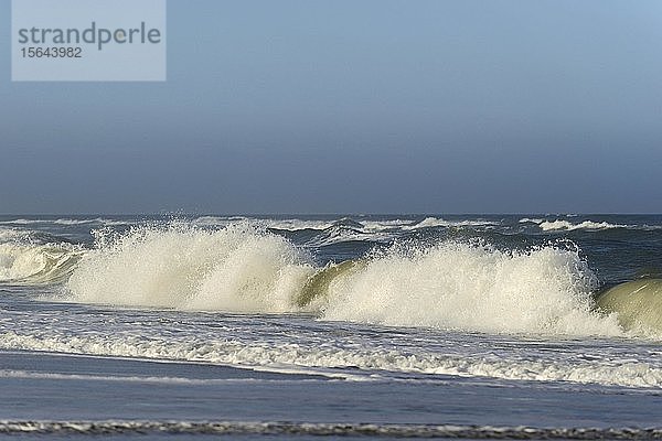 Wellen am Sandstrand von Wenningstedt  Sylt  Nordfriesische Insel  Nordsee  Nordfriesland  Schleswig-Holstein  Deutschland  Europa