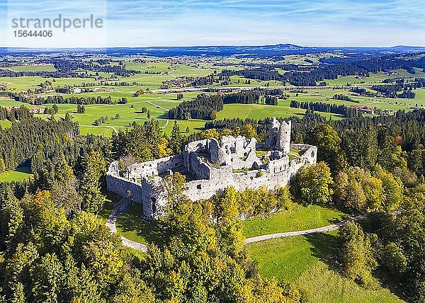 Burgruine Hohenfreyberg  bei Eisenberg  Luftbild  Ostallgäu  Allgäu  Schwaben  Bayern  Deutschland  Europa