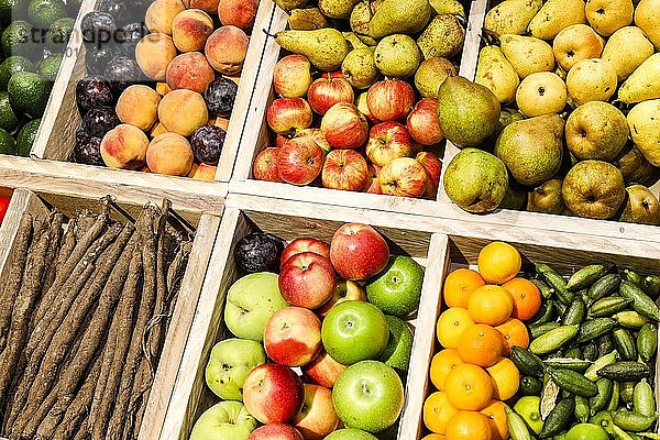 Bio-Obst und -Gemüse im Bio-Markt auf der Lebensmittelmesse ANUGA  Köln  Nordrhein-Westfalen  Deutschland  Europa