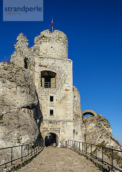 Schloss Ogrodzieniec  Podzamcze  Pfad der Adlernester  Krakau-Tschenstochauer Hochebene (Polnischer Jura)  Woiwodschaft Schlesien  Polen