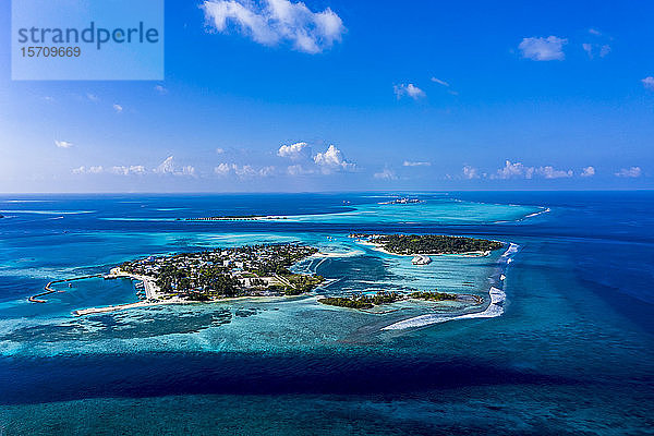 Malediven  Süd Male Atoll  Luftaufnahme von Kandooma und Guraidhoo