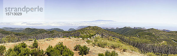Spanien  Kanarische Inseln  La Gomera  Panoramablick vom Gipfel des Garajonay