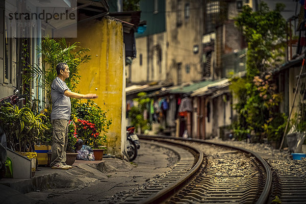 Eisenbahnschienen  Hanoi  Vietnam  Asien