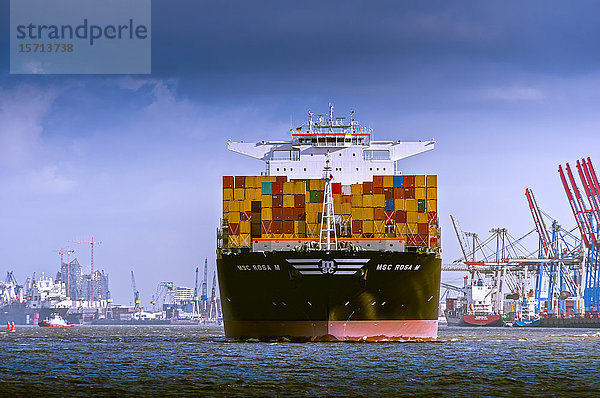 Frachtschiff auf der Elbe  Hamburger Hafen  Hamburg  Deutschland  Europa