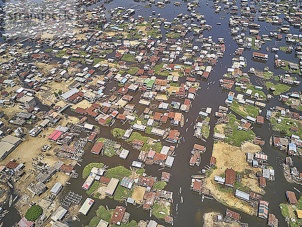 Benin  Ganvie  Luftaufnahme des Fischerdorfes am Nokoue-See