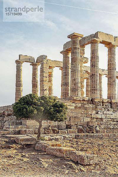 Antike Ruine des Poseidon-Tempels  Kap Sounion  Attika  Griechenland