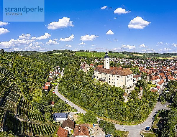 Luftaufnahme  Burg Horneck  Deutschordensburg  Gundelsheim  Odenwald  Baden-Württemberg  Deutschland  Europa