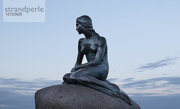 Kleine Meerjungfrau  Bronzeskulptur  Innenhafen  Kopenhagen  Dänemark  Europa