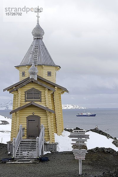 Russisch-orthodoxe Kirche der Antarktis-Forschungsstation Bellingshausen  Ardley Cove  Maxwell Bay  King George Island  Südliche Shetlandinseln