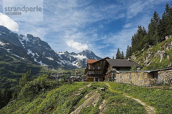 Berggasthaus Tschingelhorn  hinteres Lauterbrunnental  Schweizer Alpen Jungfrau-Aletsch  Berner Oberland  Schweiz  Europa