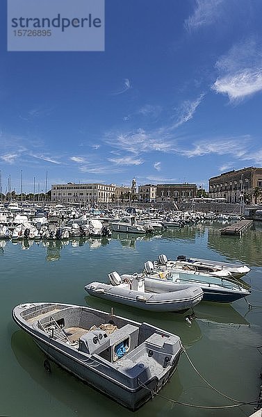 Fischerboote und Trawler im Hafen von Trani  Bari  Apulien  Apulien  Italien  Europa