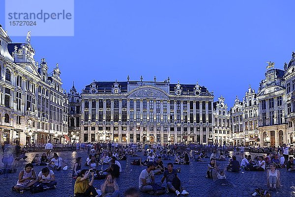 Grand-Place mit historischen Häusern  Blaue Stunde  Brüssel  Belgien  Europa