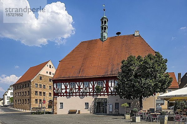 Historisches Rathaus  Marktplatz  Altstadt  Hilpoltstein  Mittelfranken  Franken  Bayern  Deutschland  Europa