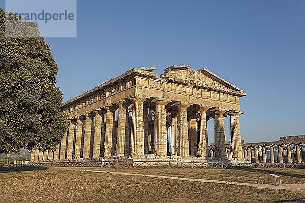 Griechischer dorischer Tempel  Tempel der Hera  Archäologische Seite von Paestum  Cilento-Nationalpark  Salerno  Kampanien  Italien  Europa