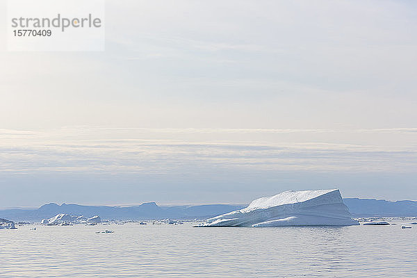 Eisberge am sonnigen  ruhigen Atlantischen Ozean Grönlands