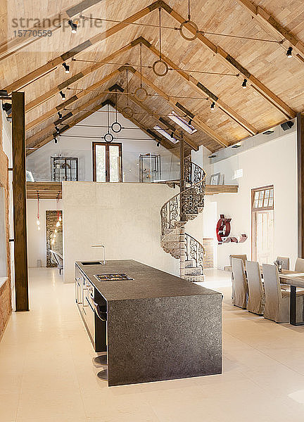 Home Showcase Innenküche mit Holzgewölbe und Loft