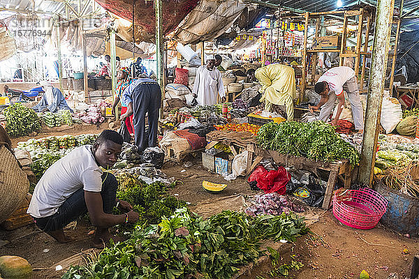 Gemüse zum Verkauf auf dem zentralen Markt von Agadez  Niger  Westafrika  Afrika