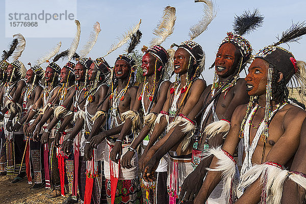 Gerewol-Fest  ritueller Balzwettbewerb beim Volk der Wodaabe Fula  Niger  Westafrika  Afrika