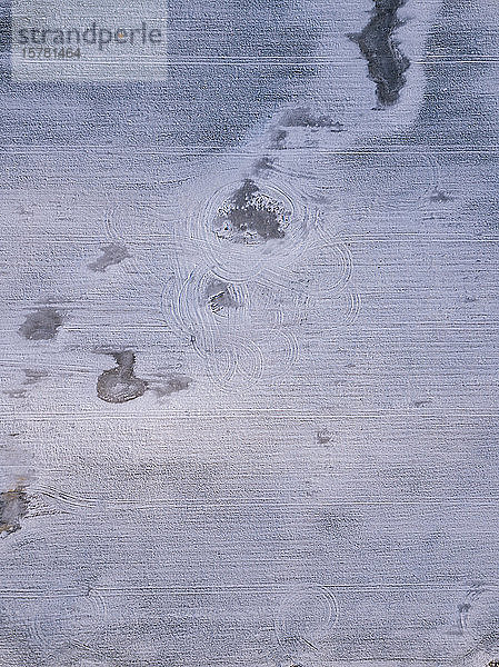 Luftaufnahme des Schneefeldes  Region Moskau  Russland