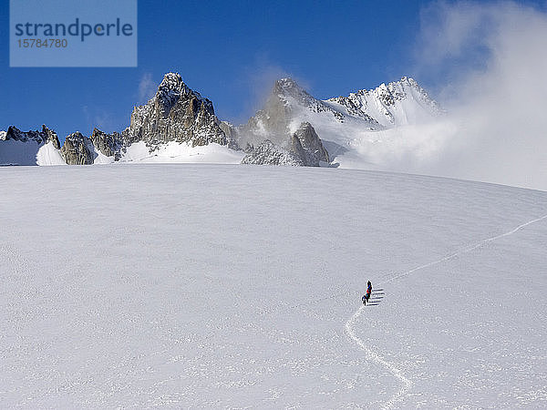 Reihe von Wanderern  Galcier du Trient  Mont-Blanc-Massiv  Schweiz