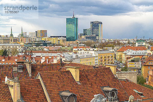 Blick auf die Skyline von der Altstadt  Warschau  Polen