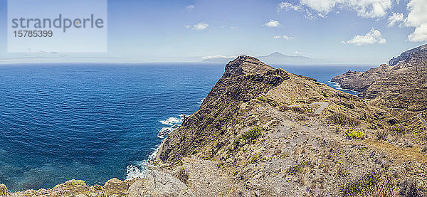 Spanien  La Gomera  Hermigua  Blick auf die Insel Teneriffa