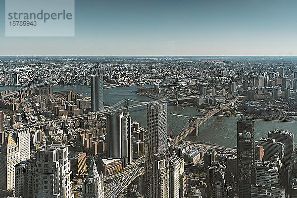 USA  New York  New York City  Luftaufnahme von Manhattan und Hudson River