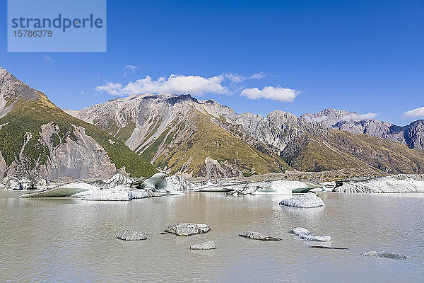 Neuseeland  Ozeanien  Südinsel  Canterbury  Ben Ohau  Südliche Alpen (Neuseeländische Alpen)  Mount Cook National Park  Tasmanischer See mit Eisschollen