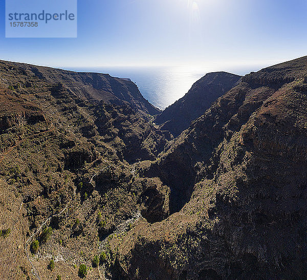 Spanien  Kanarische Inseln  La Gomera  Valle Gran Rey  Luftaufnahme der Schlucht Barranco de Argaga