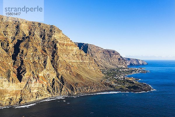 Berg Riscos de La Merica  Valle Gran Rey  Luftaufnahme  La Gomera  Kanarische Inseln  Spanien  Europa