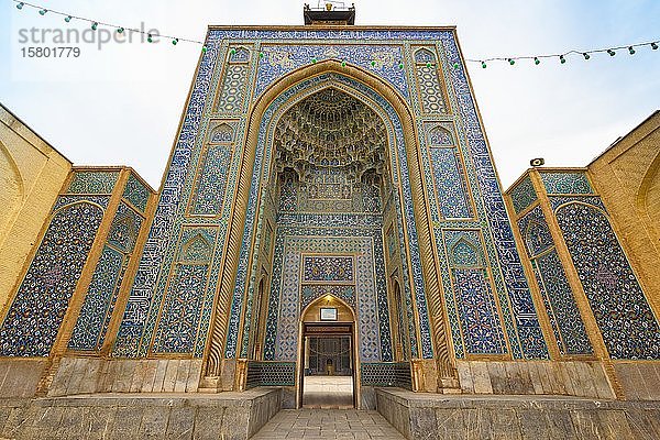 Mozaffari Jame Moschee oder Freitagsmoschee  Fassade mit floralen Mustern  Kerman  Provinz Kerman  Iran  Asien