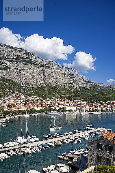 Stadtansicht von Makarska  Biokovo-Gebirge  Makarska Riviera  Dalmatien  Kroatische Adriaküste  Kroatien  Europa